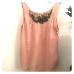 Embelished soft pink tank with keyhole back